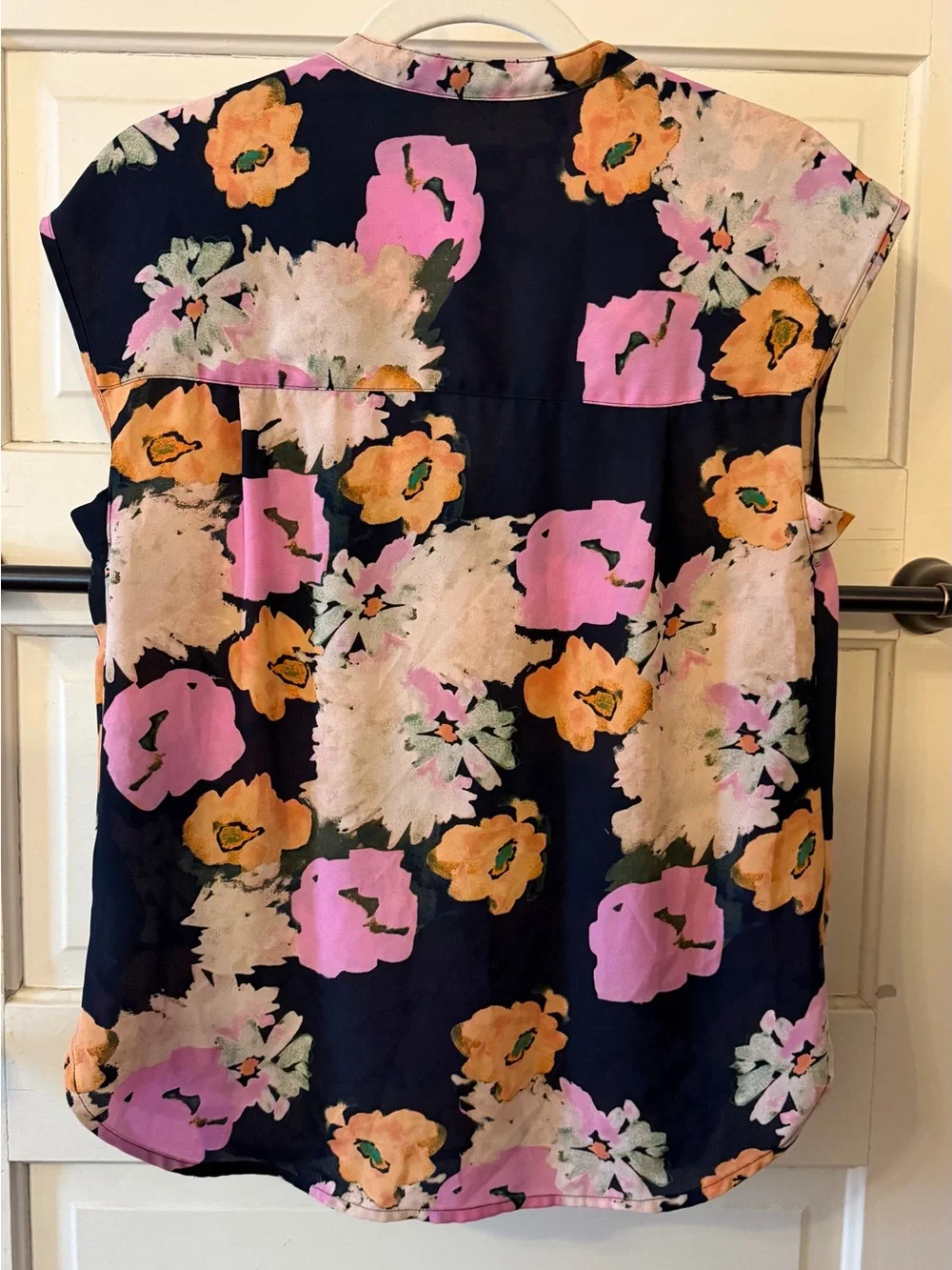 J. Crew Pink and Navy Floral Blouse
